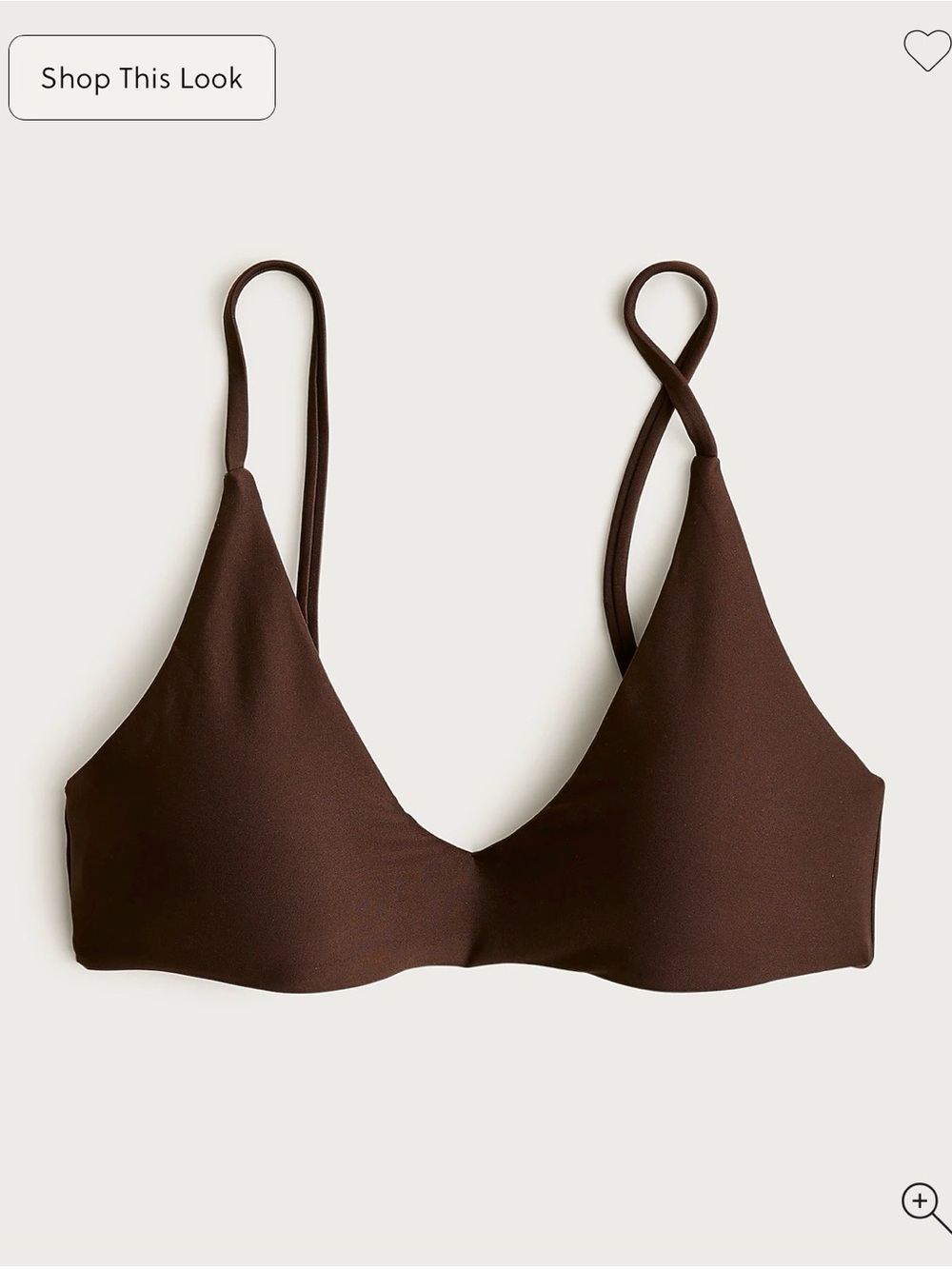 JCREW Lana Bikini Top Brown XS BNWT Padded Swim Sculpt Swimsuit Top Stretch